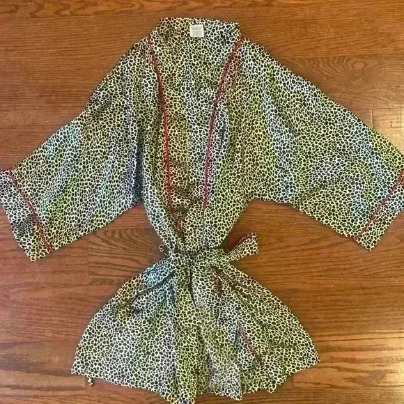Animal Leopard Print Bath Robe Pink Trim size XL - Picture 3 of 9